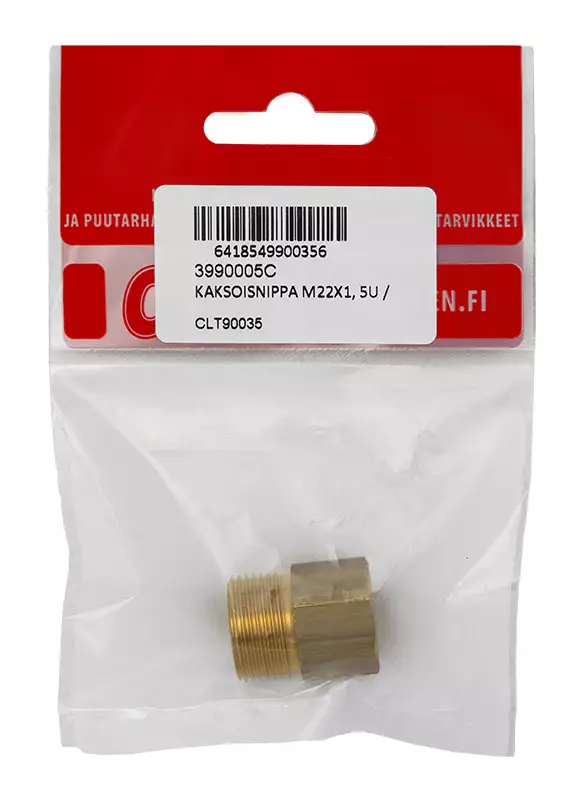 KAKSOISNIPPA M22x1,5U - 3/8"S MESSINKI - Clen kaksoisnipat ja liittimet - 10950 - 1